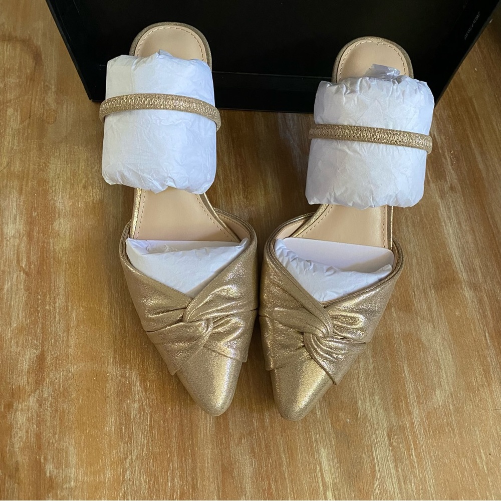 NIB- Nina Heels- Nemera Gold Slingback Pointy Toe Pump Size 7.5